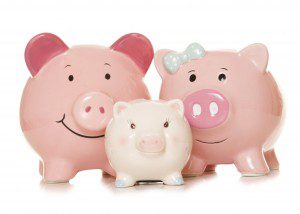 saving money as a family piggy banks cutout