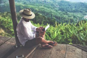 Man overlooking the jungle during retirement