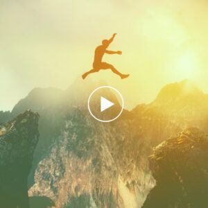 Man Jumping over valley