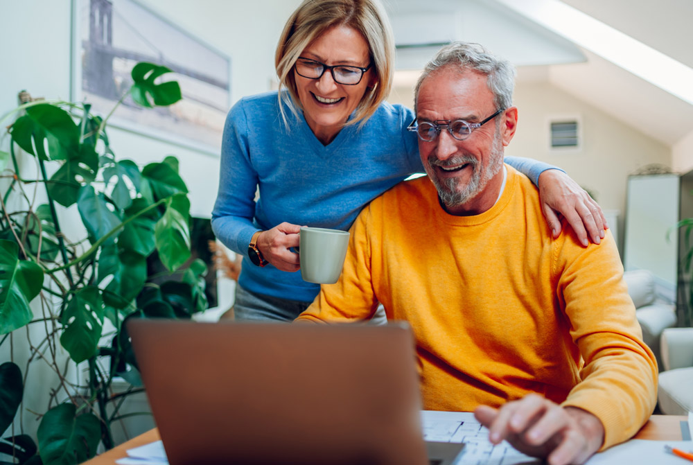 Elderly couple researching
