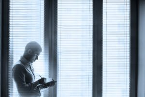 Accountant writing notes