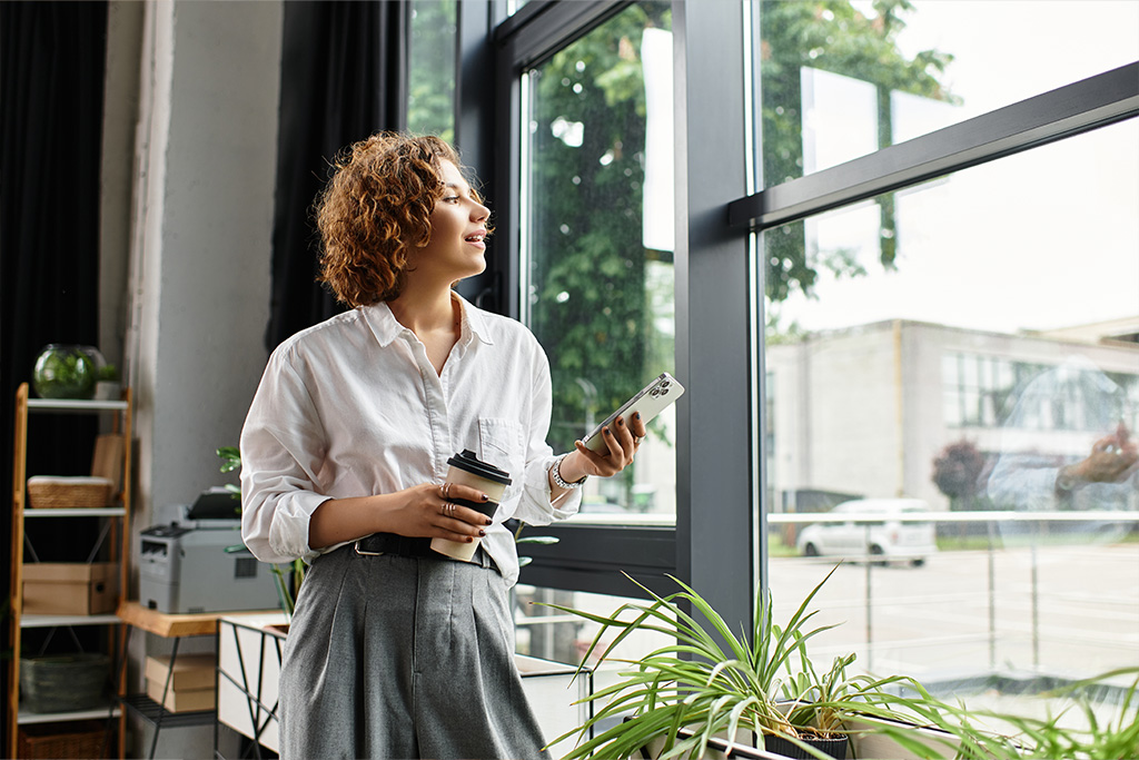 women expressing joy in the workplace