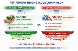 Retirement income floor comparison infographic